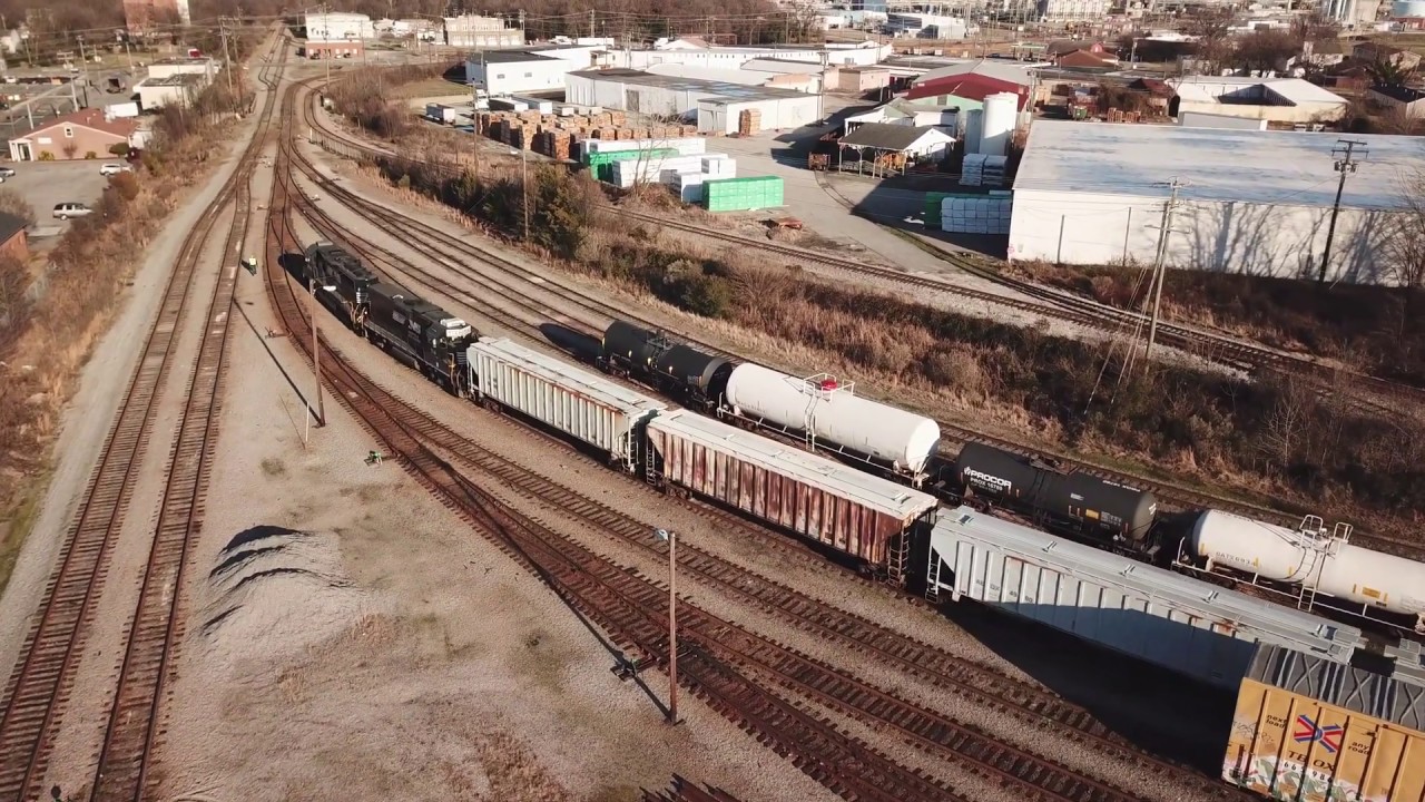 Hopewell, VA Yard Work: Norfolk Southern Switching Train - Full Aerial Footage - January 1, 2020
