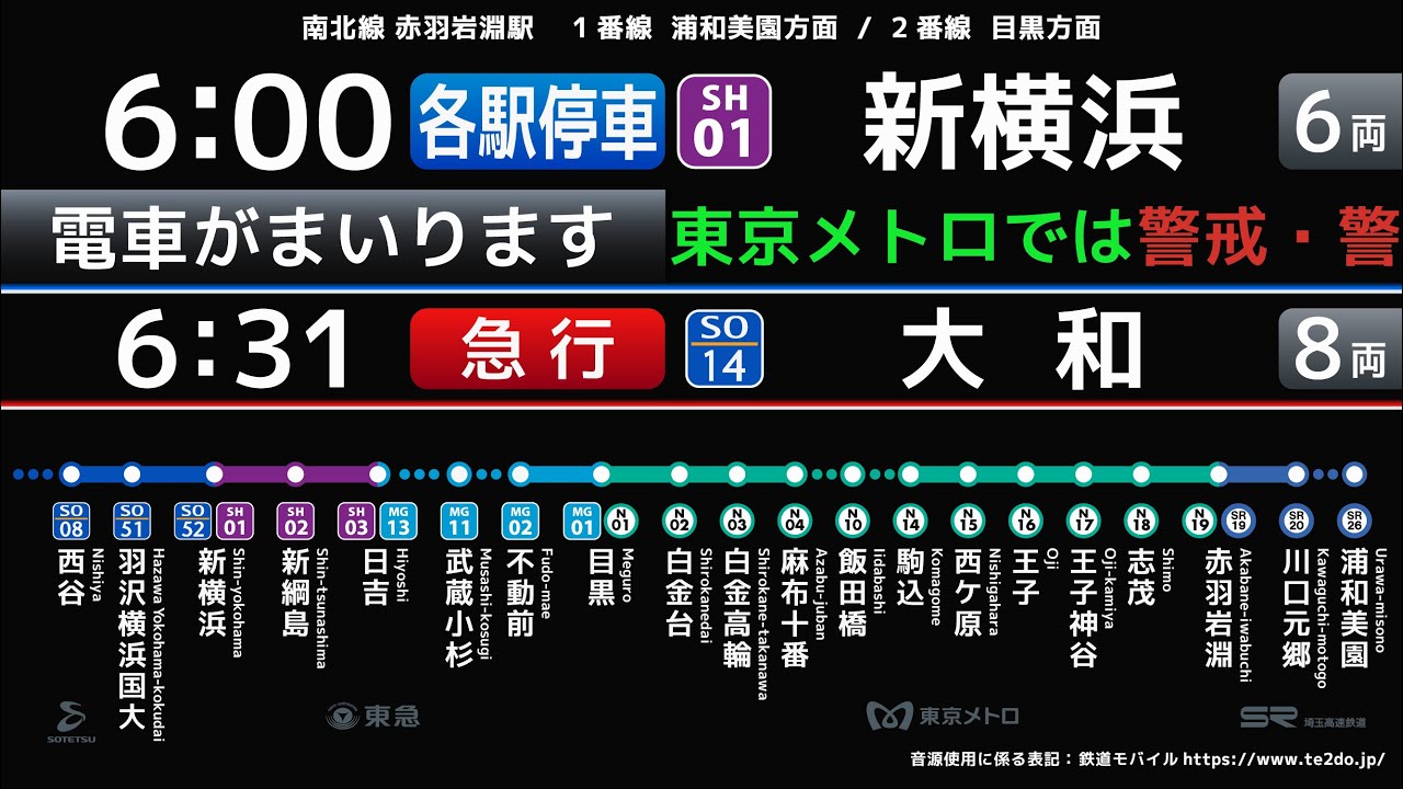 東京メトロ　南北線　赤羽岩淵駅　接近放送　【祝-相鉄・東急新横浜線開業-】