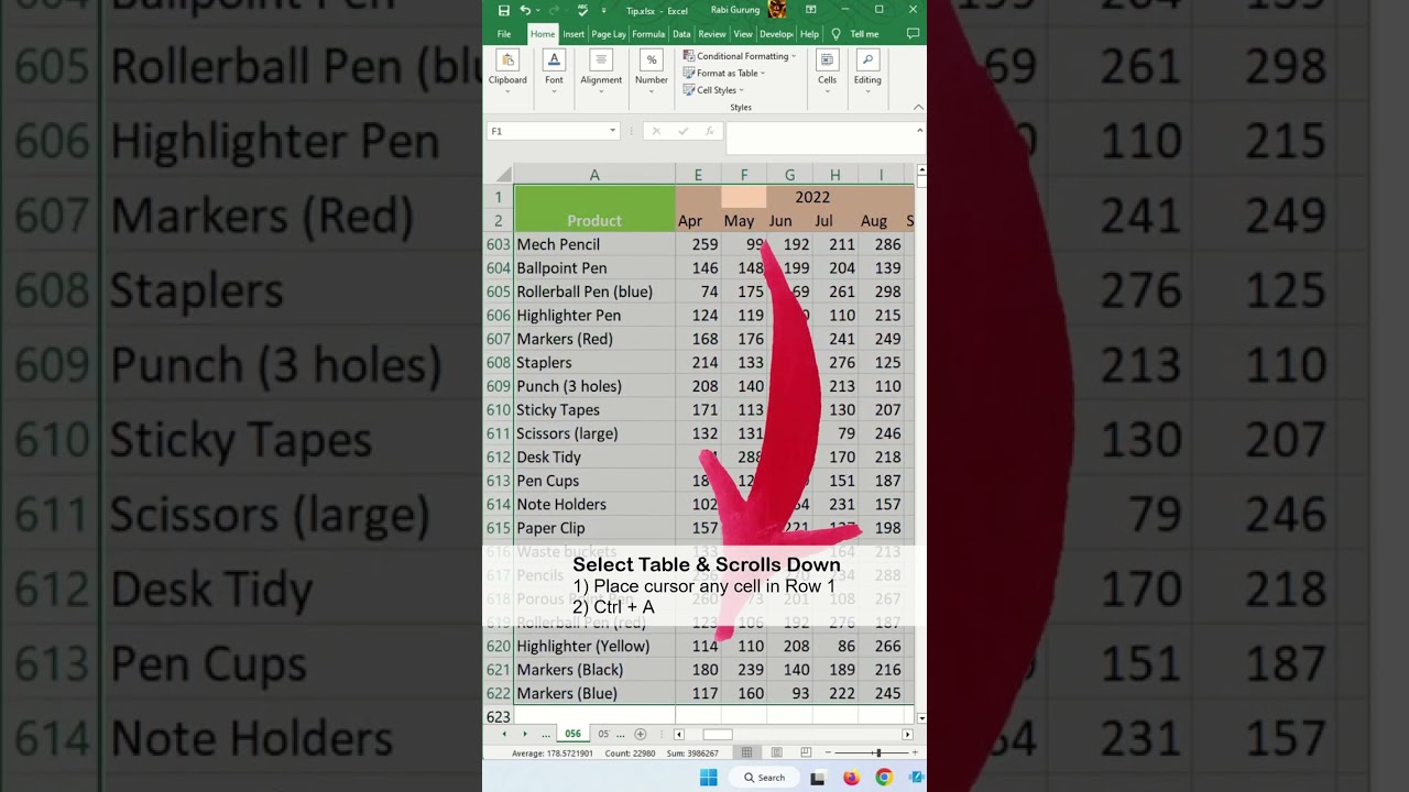Alle Daten ausw&auml;hlen, ohne nach unten zu scrollen &ndash; Excel-Tipps und Tricks