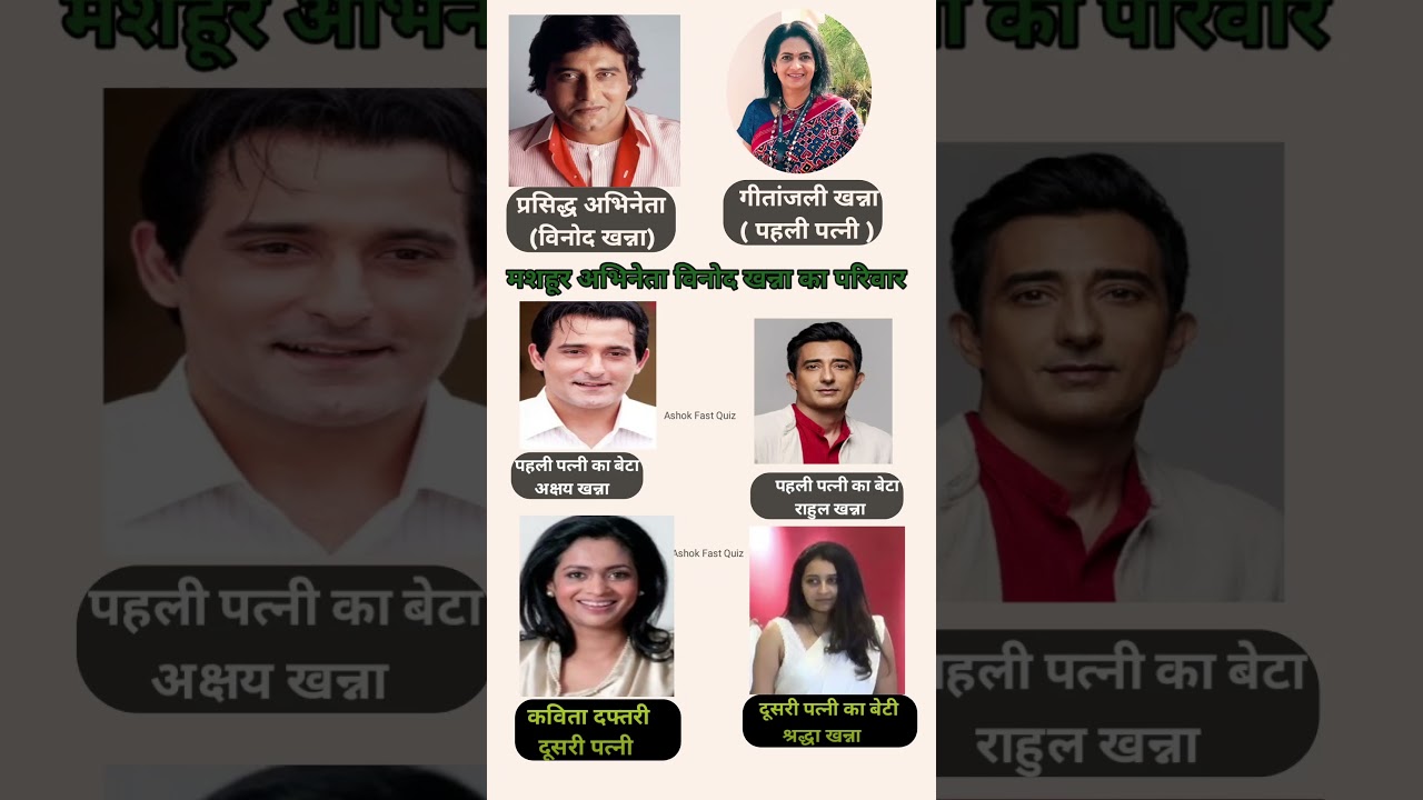 Famous Actor Vinod Khanna's Family, मशहूर अभिनेता विनोद खन्ना का परिवार  