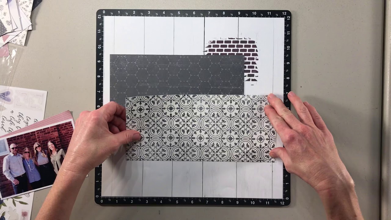 Scrapbook process video “Family” layout with texture paste tutorial
