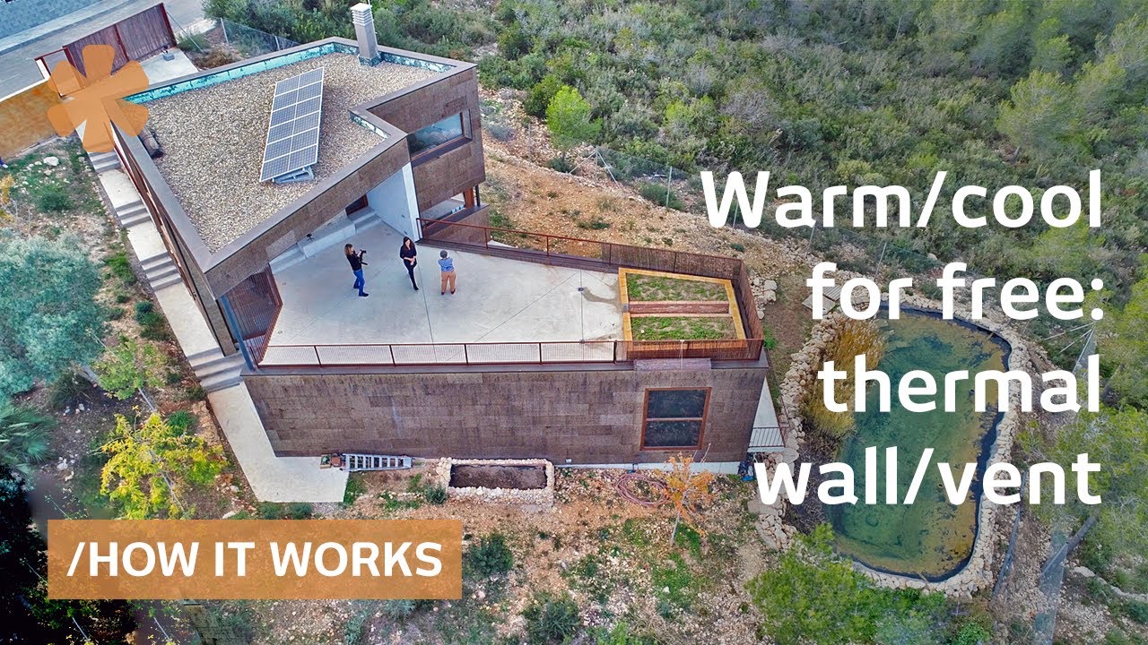 Cork-clad home uses Trombe Wall & circular vents as free A/C