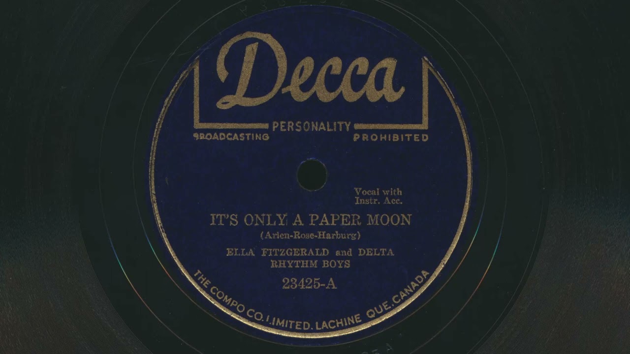 1945 ELLA FITZGERALD It's Only A Paper Moon DELTA RHYTHM BOYS - 78 RPM Record