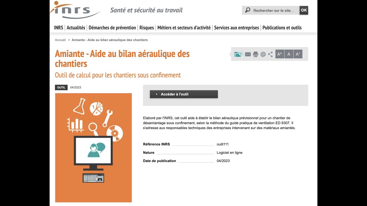 Application INRS aide au bilan aéraulique