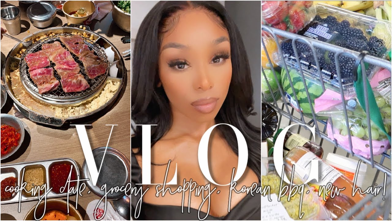 VLOG | COOKING DATE + WINE TASTING + SHOP WITH ME + KOREAN BBQ + WIG INSTALL!