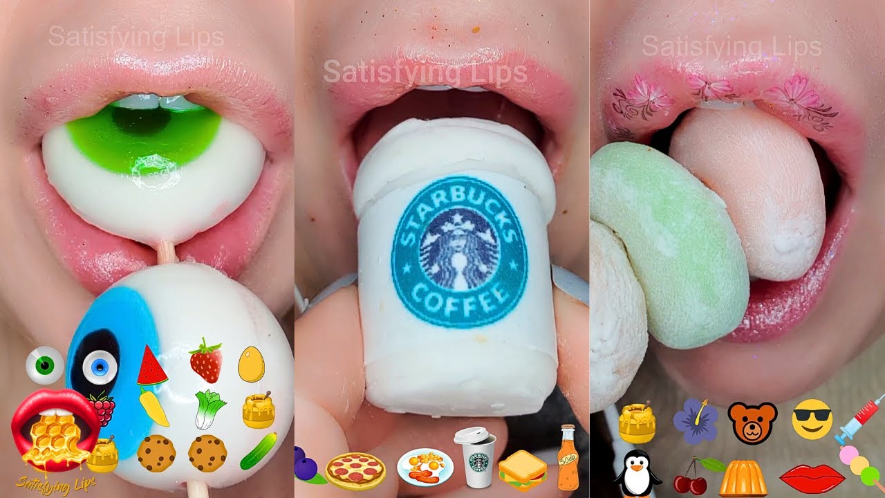 Satisfying ASMR EATING EMOJI FOOD CHALLENGE! COMPILATION Mukbang 먹방