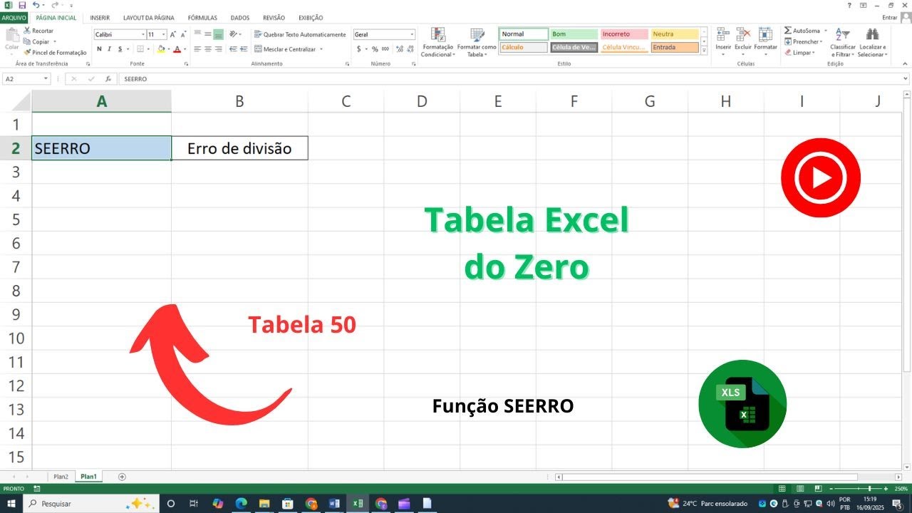 Tabela Excel do Zero - Tabela 50 – Função SEERRO – Tutorial Zero Info