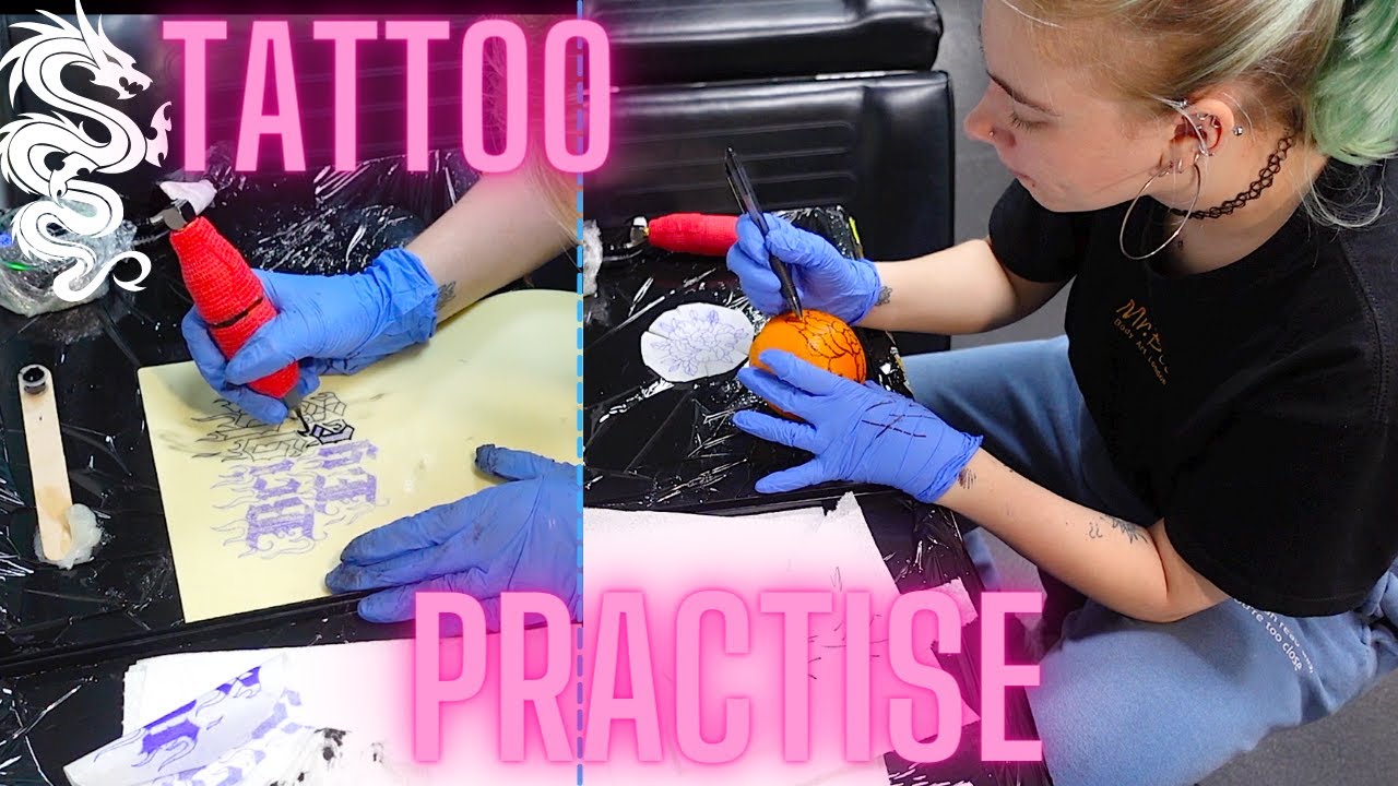 🍊TATTOOING FAKE SKIN & ORANGE | Tattoo Apprentice🍊