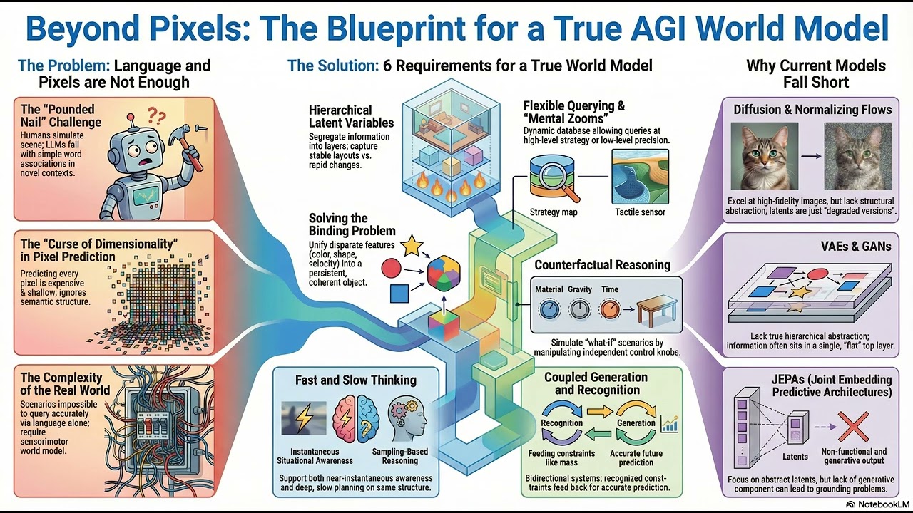 What kind of generative world model can get us to human like general intelligence?