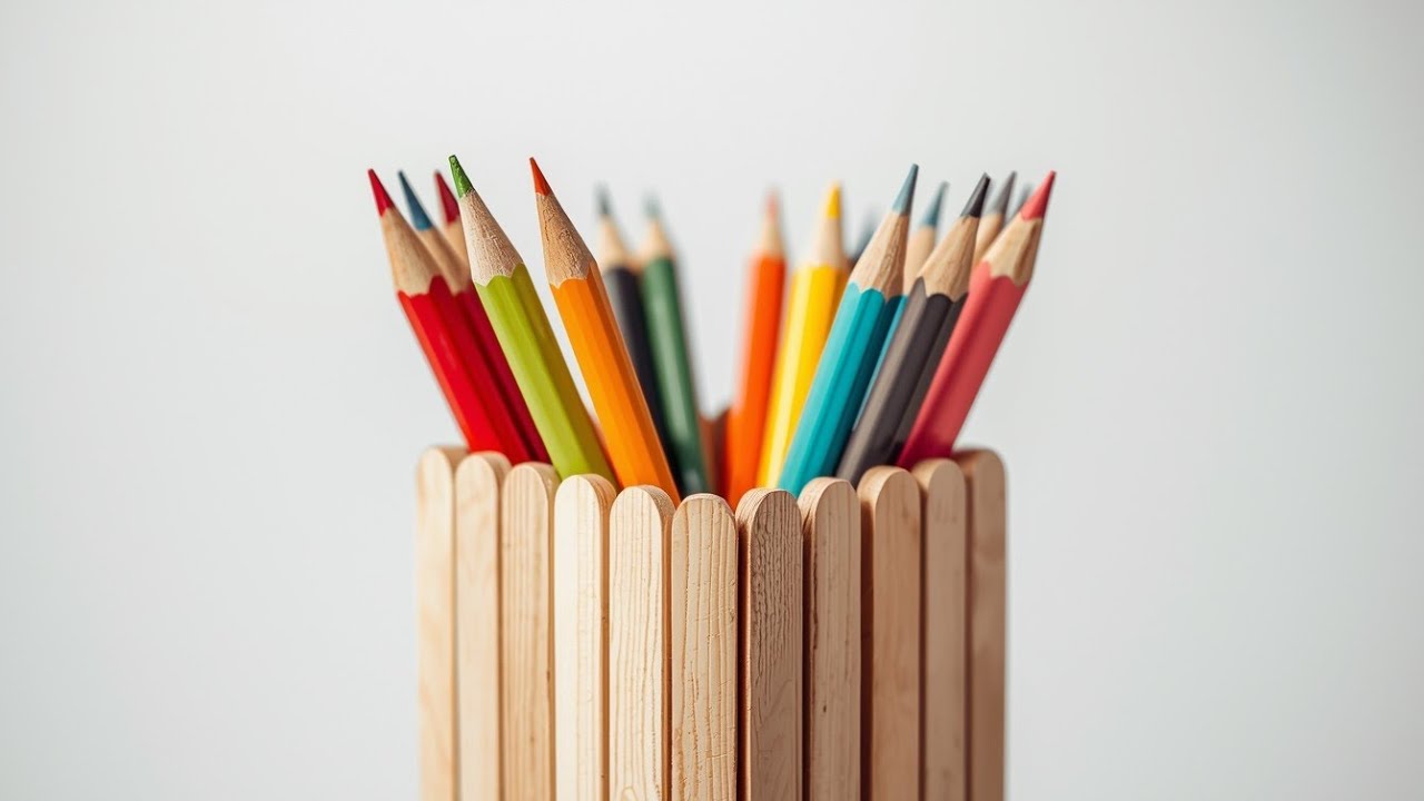 DIY Pencil Holder Using Popsicle Sticks 😱 | Easy Ice Cream Stick Desk Organizer Craft #icecreamstack