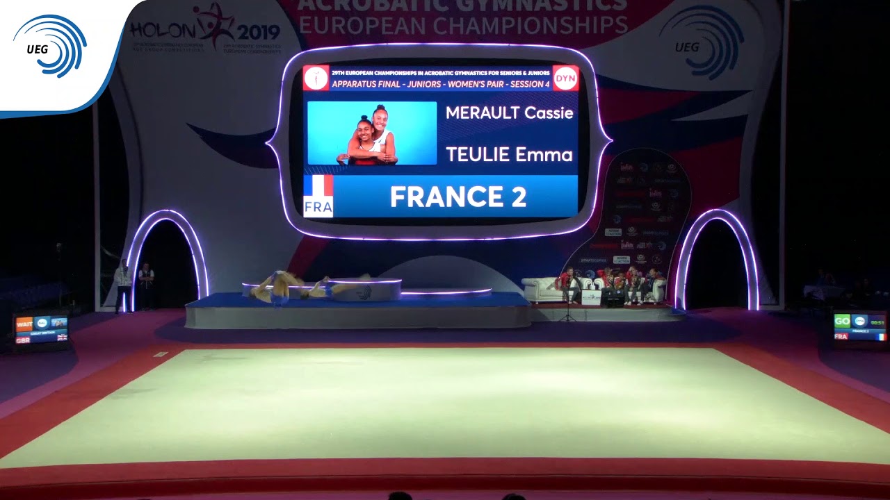 Cassie MERAULT & Emma TEULIE (FRA) - 2019 Acro junior Europeans, dynamic final