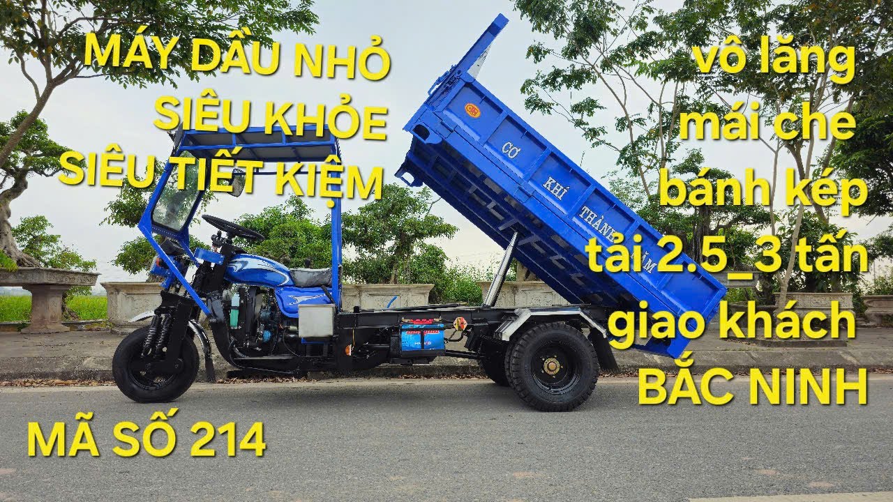 xe ba bánh máy dầu nhỏ siêu khỏe siêu tiết kiệm nhiên liệu giao cho bác khách Bắc Ninh