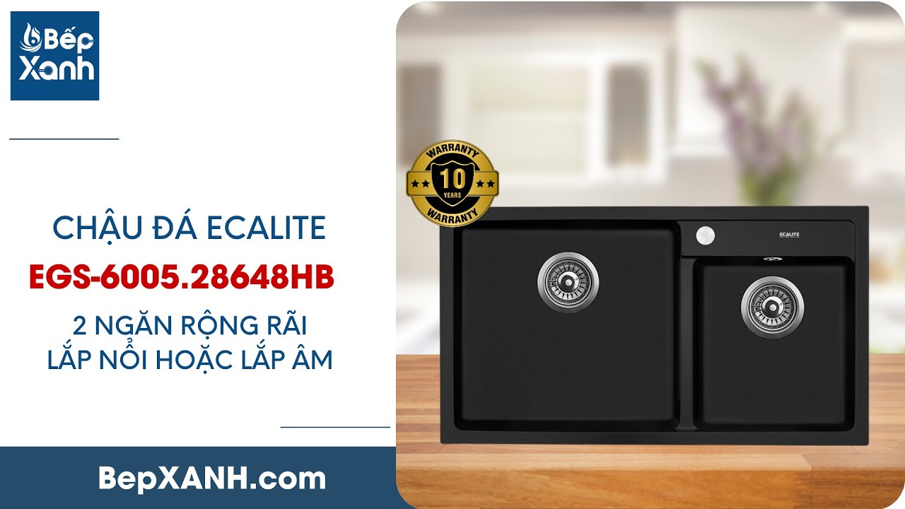 BepXANH.com | Chậu rửa đá đôi Granite Ecalite EGS-6005.28648HB