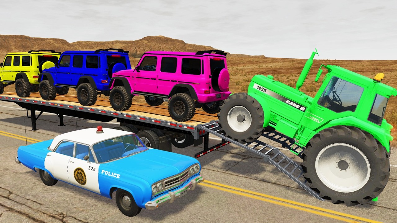 Flatbed Truck Mcqueen | Transportation with Truck - Pothole vs Car 09 - BeamNG.Drive