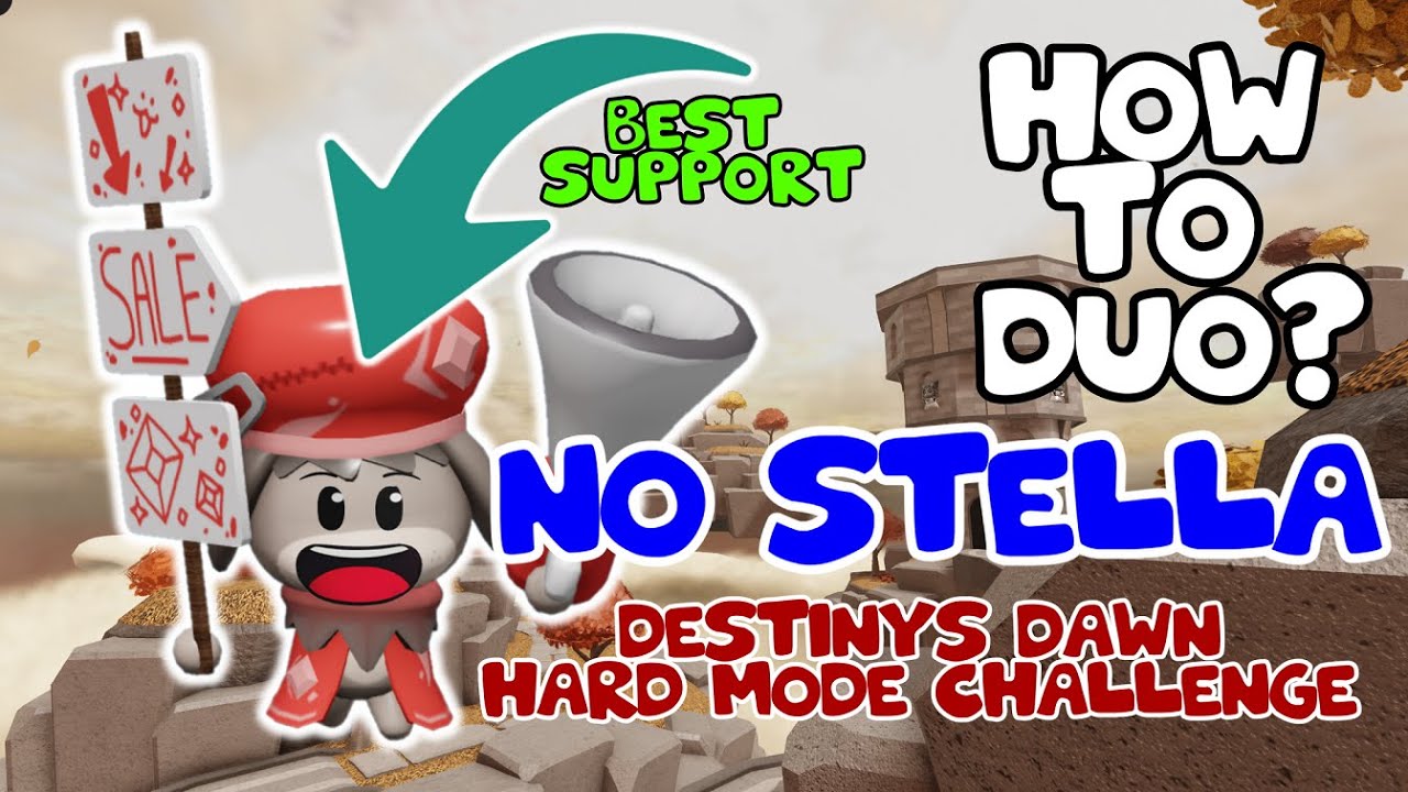 How to DUO Destinys Dawn NO STELLA / Hard Mode Challenge / BUZZER HERO UPDATE / Tower Heroes Roblox