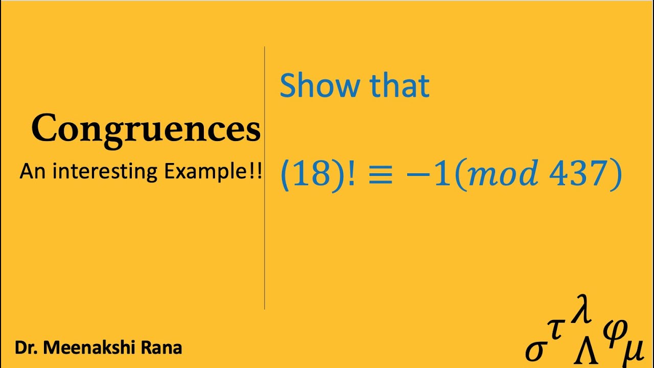 Congruences | Wilson Theorem | An Interesting Example