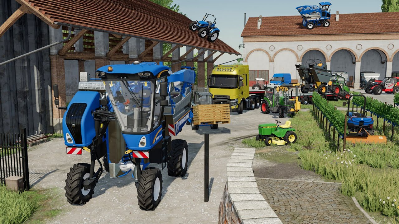 Domaine de vendange des raisins (500 hectares) plein de machines à vendanger dernier cri