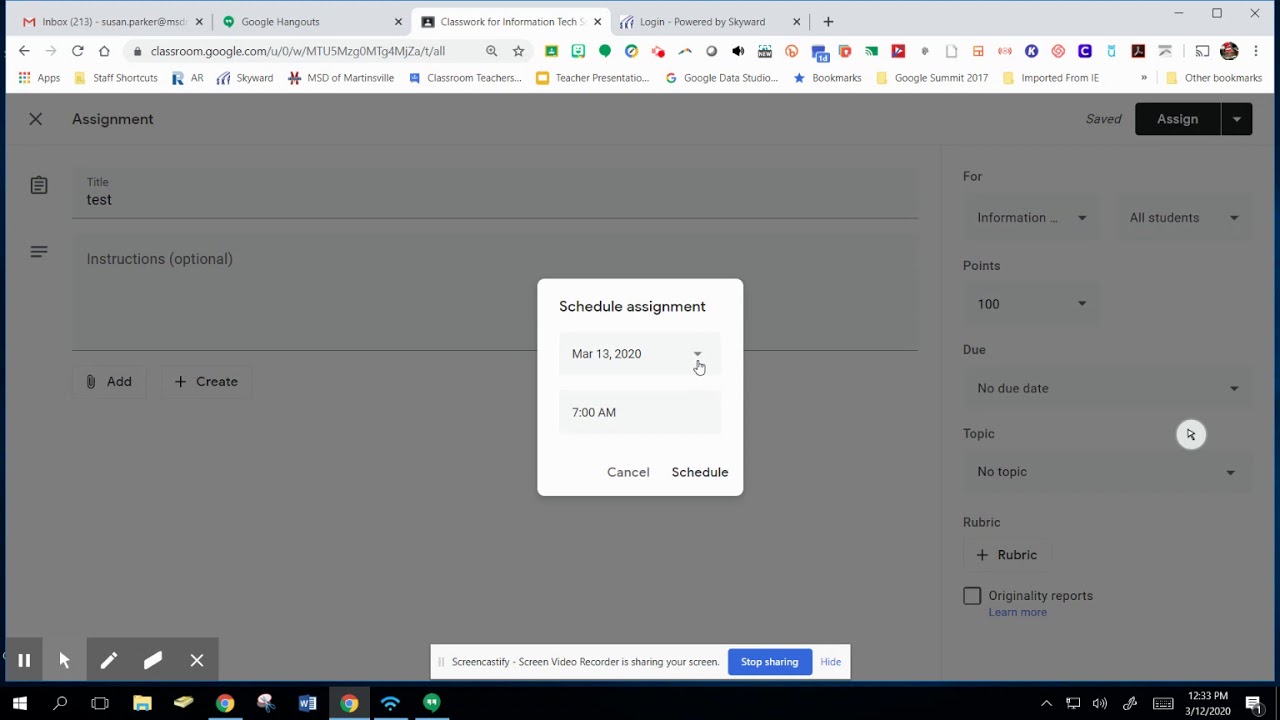 Google Classroom   Assign, Schedule, Save Draft