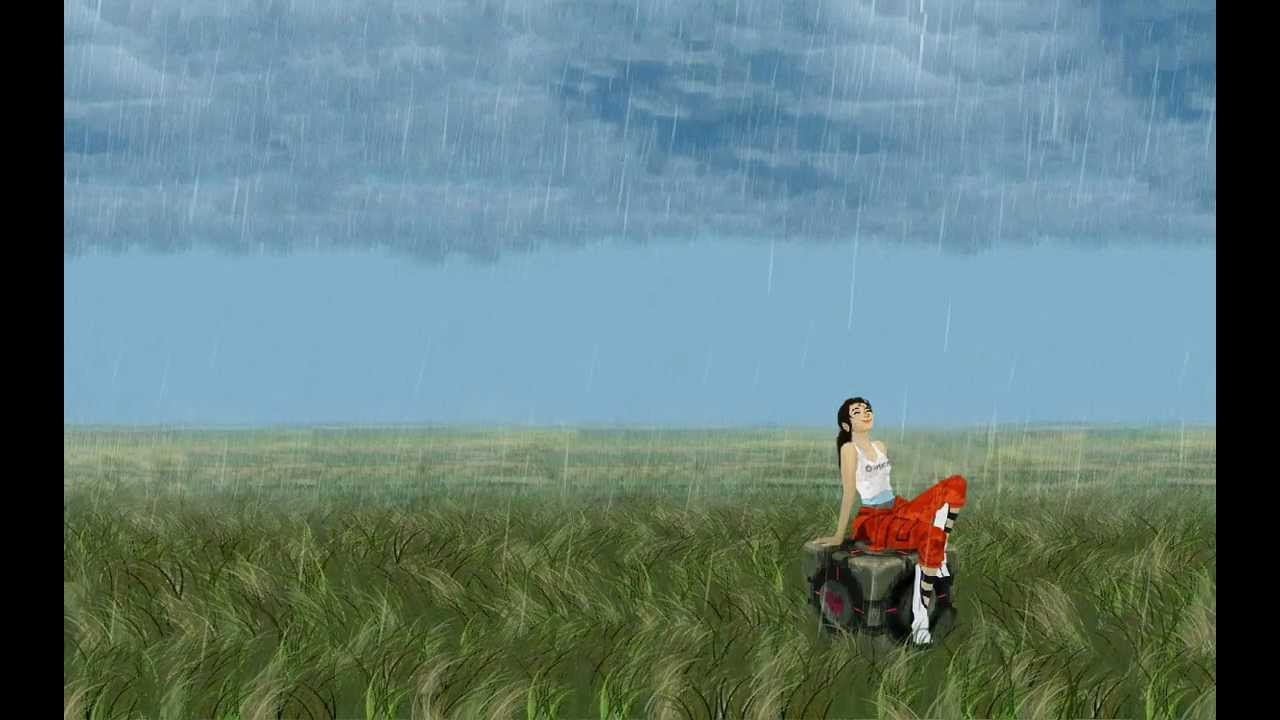 Chell In The Rain Animated