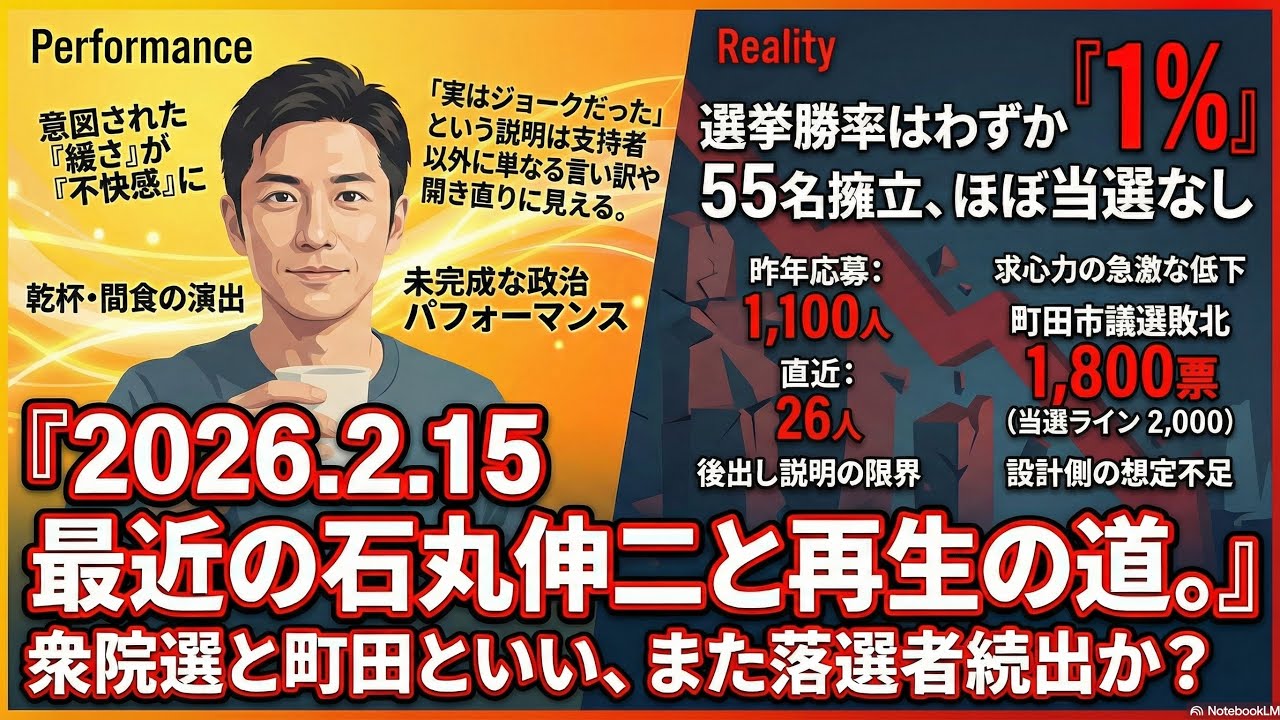 2026.2.15 最近の石丸伸二と再生の道。また落選者続出。#石丸伸二 #再生の道 #選挙 