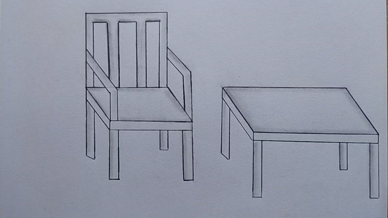 How to draw Chair and Table Drawing easy| Easy Table drawing| Chair drawing step by step|Table Chair