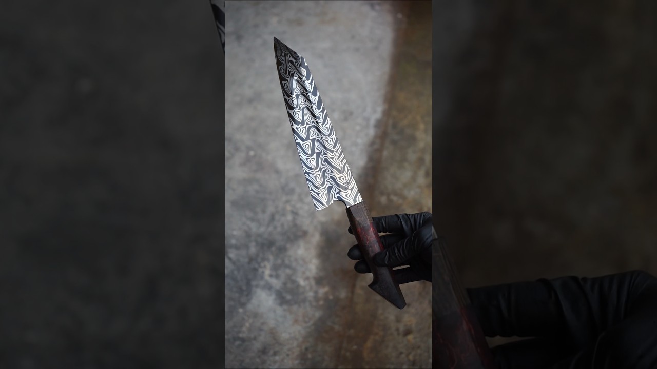 Making a k-tip chef from twisted damascus #handmade #blacksmith #forging #damascussteel #bladesmith