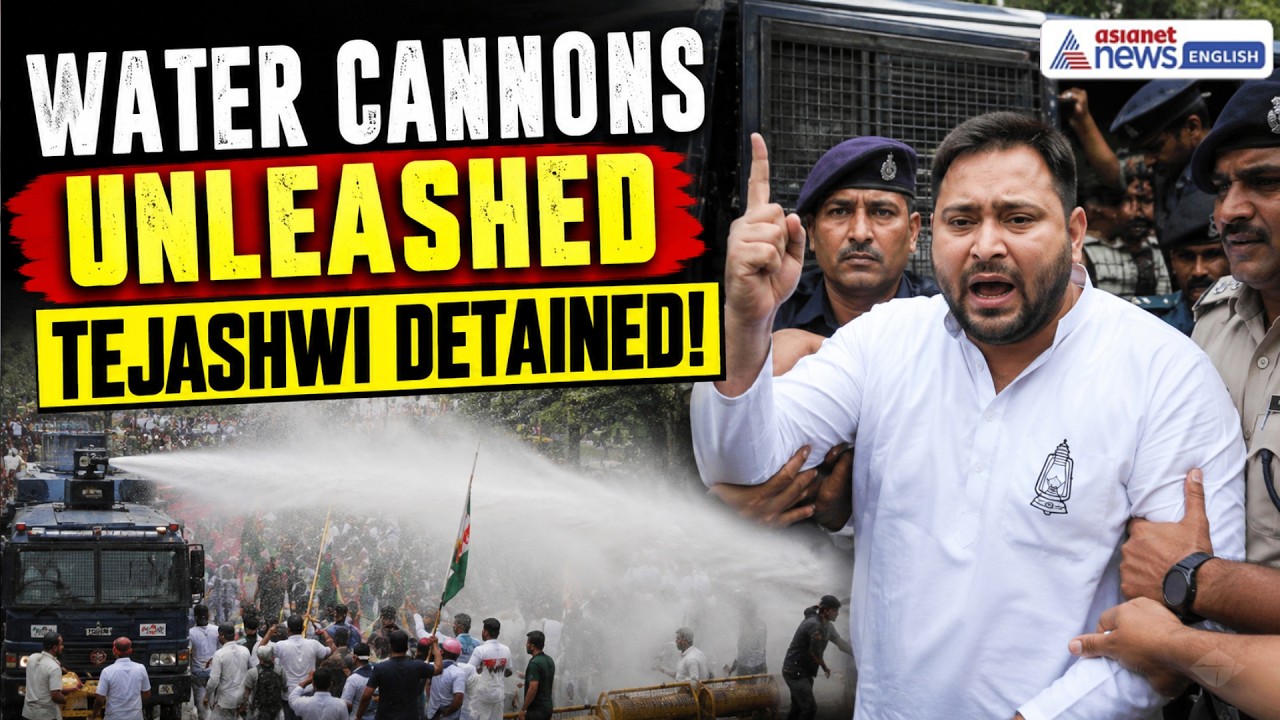 Tejashwi Yadav Detained as Police Fire Water Cannons During Raj Bhavan March