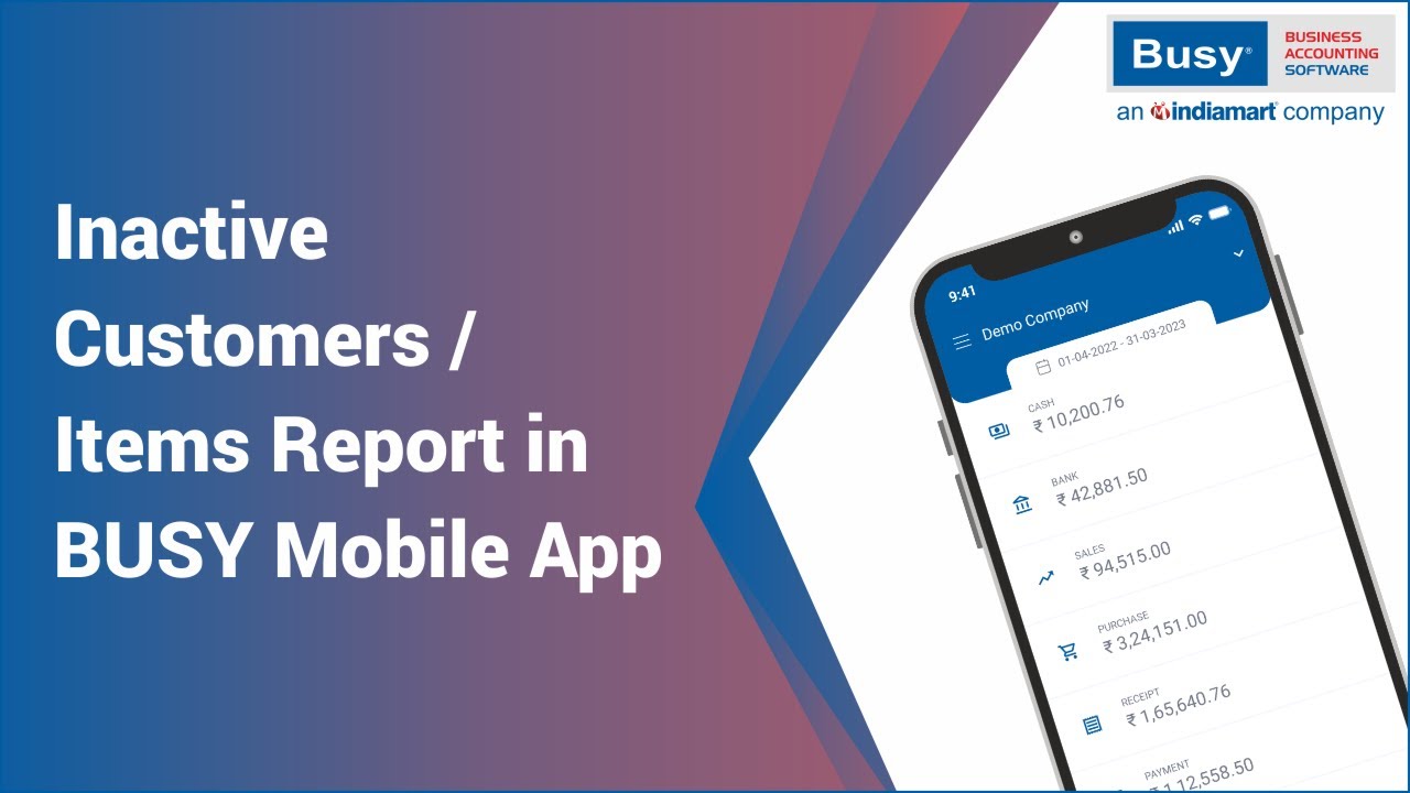 BUSY Mobile App Unique Reports (English) | Unique Reports | Inactive Customers | Inactive Items
