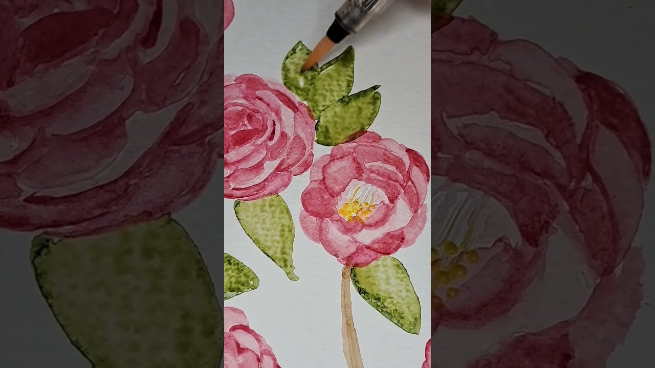 Aquarelle florale Camélia #aquarelle #watercolour #Camélia