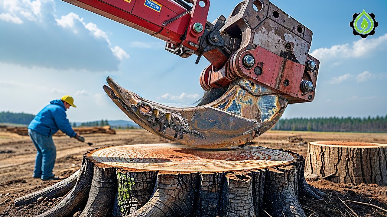 Extreme Dangerous Fastest Big Chainsaw Cutting Tree Machines | Monster Stump Removal Excavator 