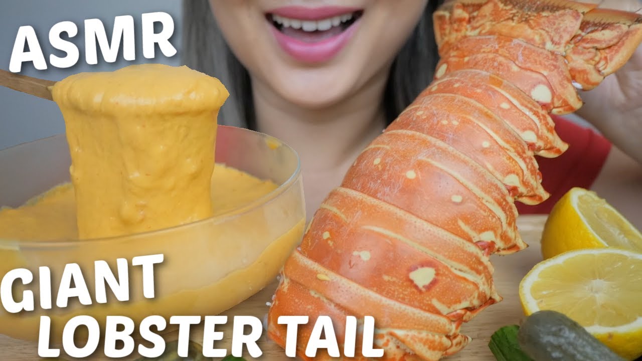 GIANT Lobster Tail With CHEESE SAUCE *Relaxing Eating Sounds | N.E Lets Eat