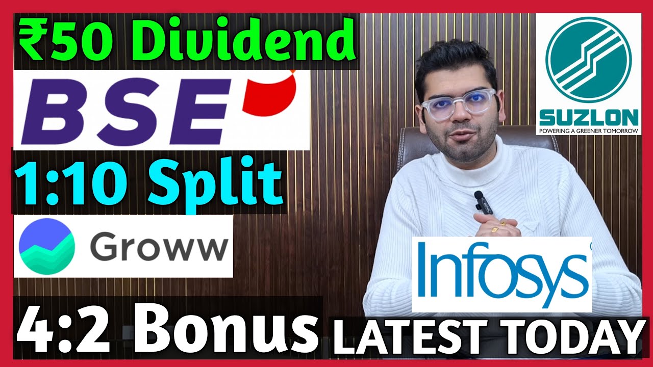 Suzlon Energy, Groww, BSE, Infosys Stocks Declared High Dividend, Bonus & Split