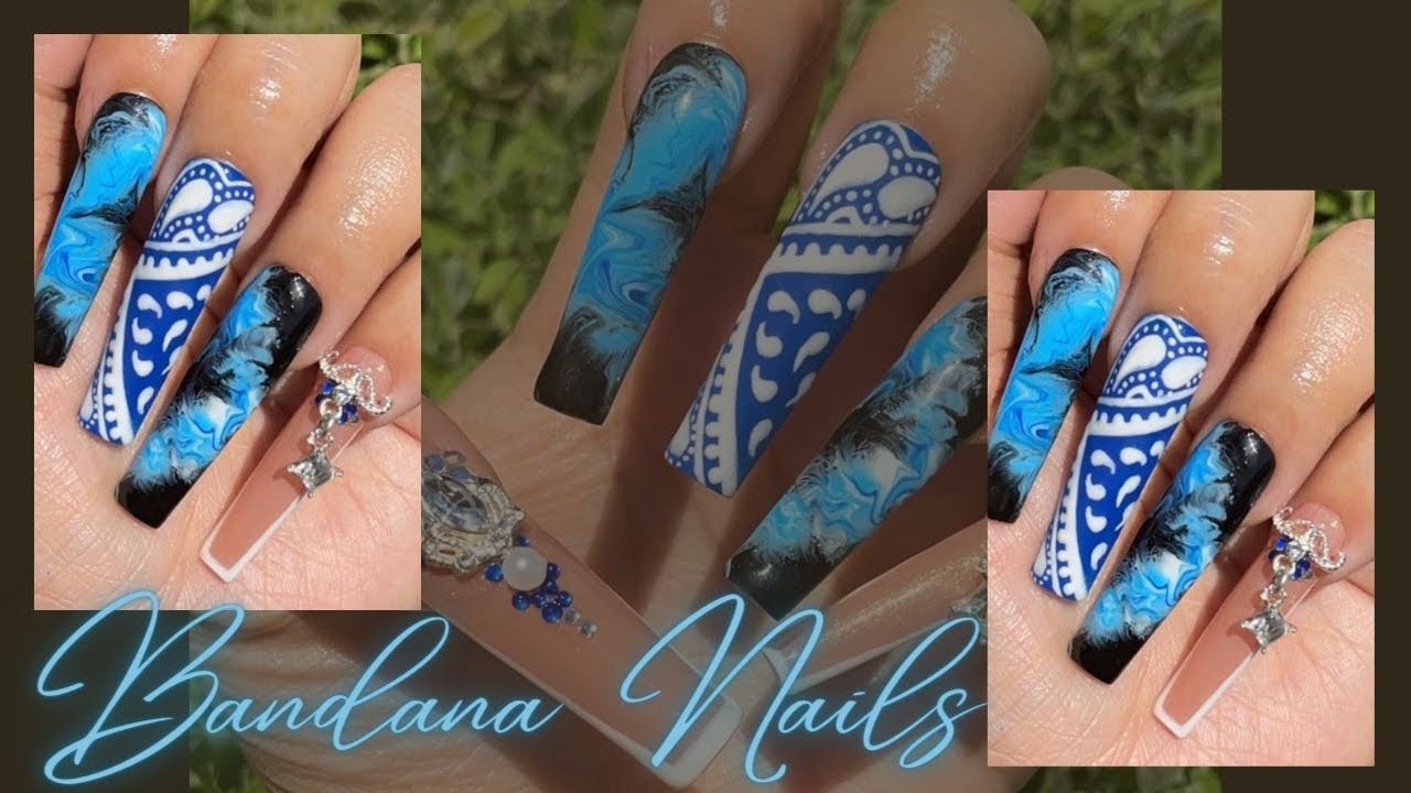 Easy Bandana Nails | How To: Paisley Blue Nail Design