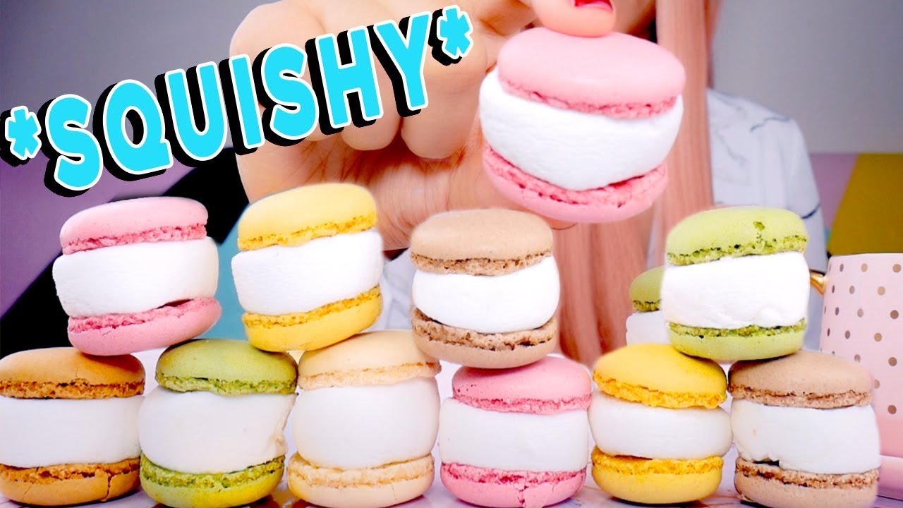 ASMR MARSHMALLOW MACARONS *Soft Eating Sounds* No Talking