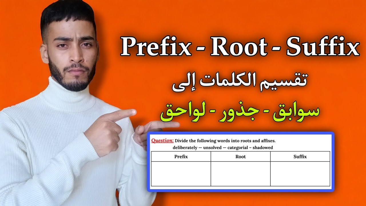 الدرس 4: شرح تقسيم الكلمات في جدول Prefix - Root - Suffix بسهولة + تطبيق شامل