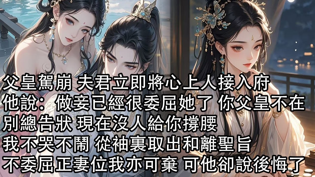 【一口氣看完】父皇駕崩 夫君立即將心上人接入府，他說：做妾已經很委屈她了 你父皇不在，別總告狀 現在沒人給你撐腰，我不哭不鬧 從袖裏取出和離聖旨，不委屈正妻位我亦可棄 可他卻說後悔了