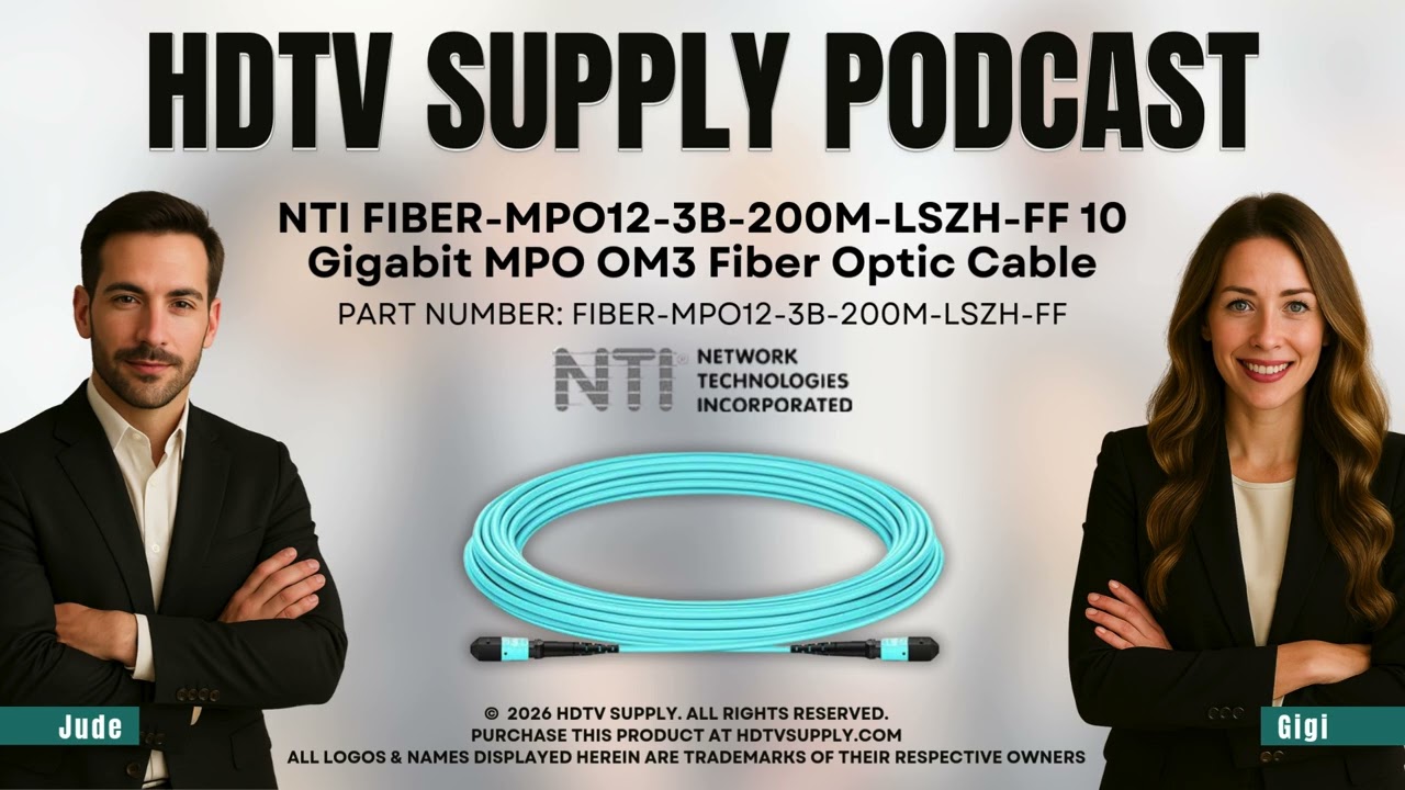 NTI FIBER-MPO12-3B-200M-LSZH-FF 10 Gigabit MPO OM3 Fiber Optic Cable