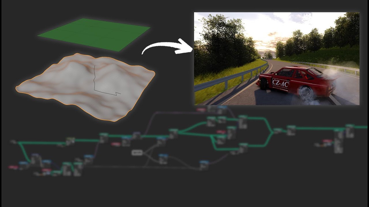 Building a Real Road for Assetto Corsa with Blender&rsquo;s Geometry Nodes