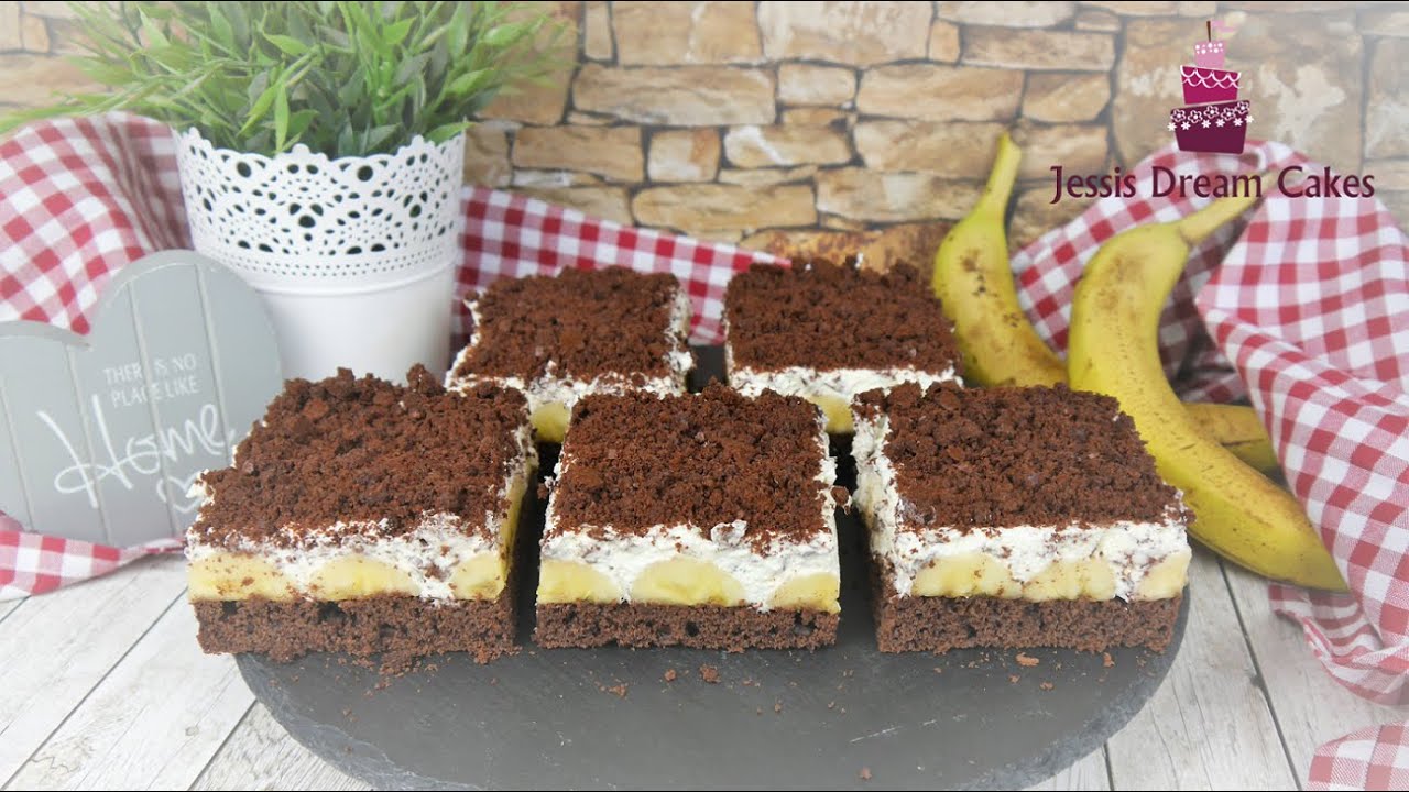 Leckerer Maulwurfkuchen vom Blech😋/Blechkuchen mit Bananen🍌/Schnell selbst gemacht!