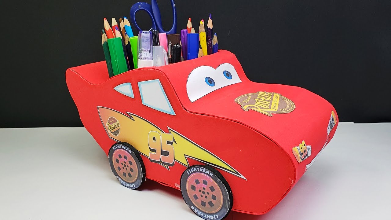 🚗 Portalápices Rayo McQueen/Car | Ideas de manualidades de portalápices 🚗