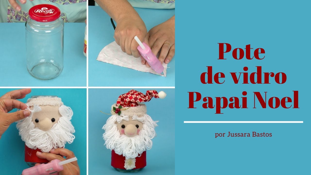 Pote de vidro Papai Noel - Jussara Bastos
