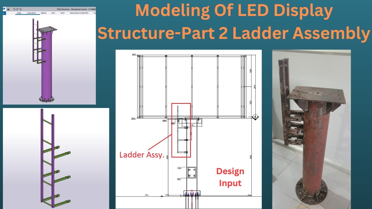 Modeling of LED Display Structure Part-2|Ladder Assembly |Tekla Structure |With Fabrication| BIMINDC