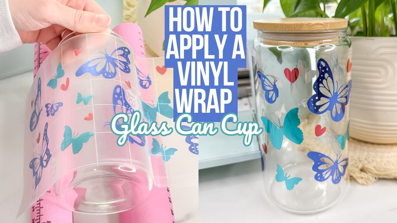 HOW TO APPLY VINYL TO A GLASS CAN CUP USING CRICUT | BEGINNER FRIENDLY VINYL LAYERING TUTORIAL