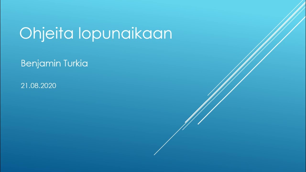 Raamattutunti: Ohjeita lopunaikaan | Benjamin Turkia