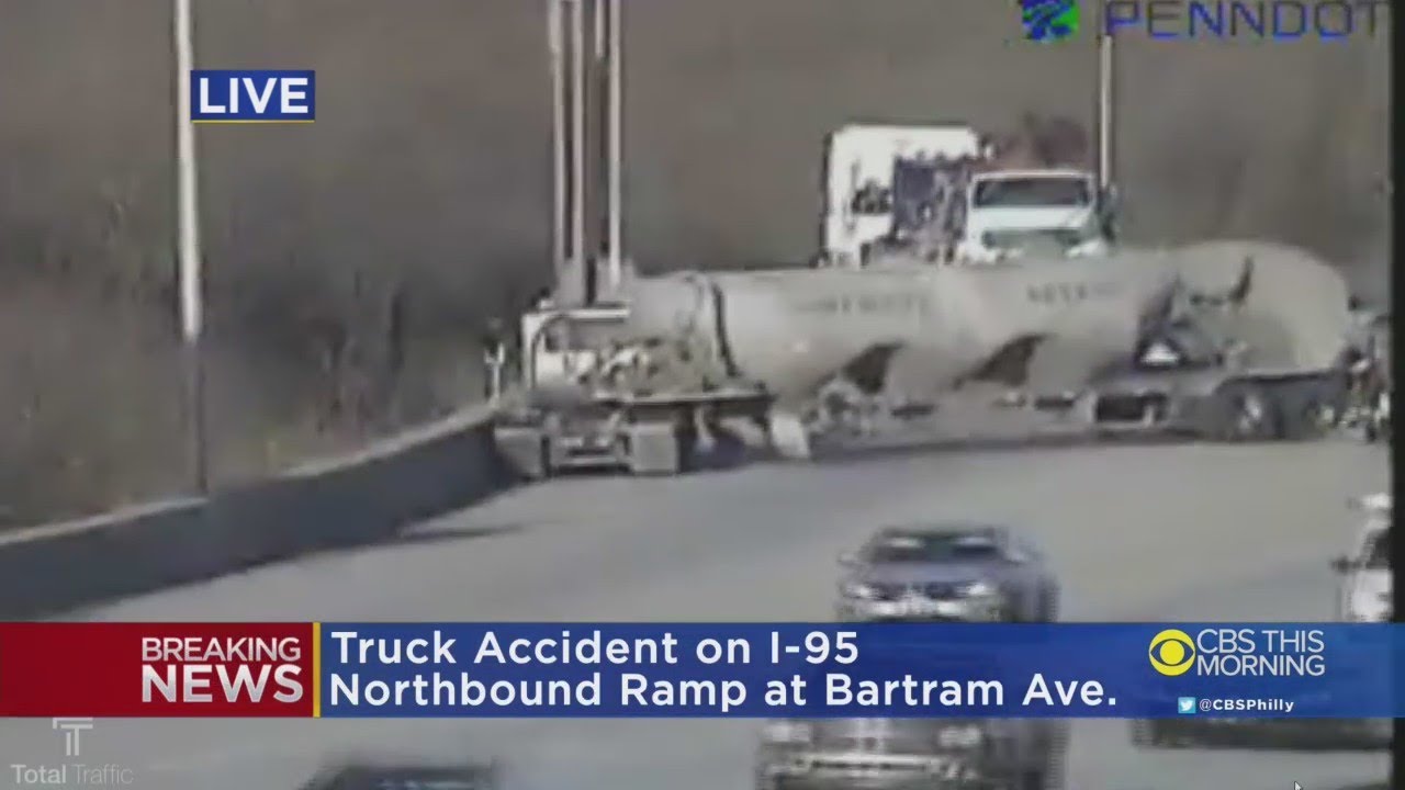 Jackknifed Tanker Truck Snarls Traffic On I-95 Near Philadelphia International Airport
