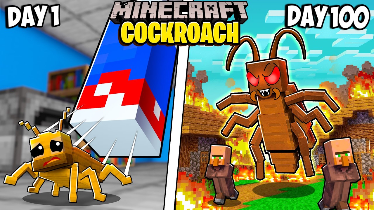 Я выживал 100 дней как таракан в Minecraft!