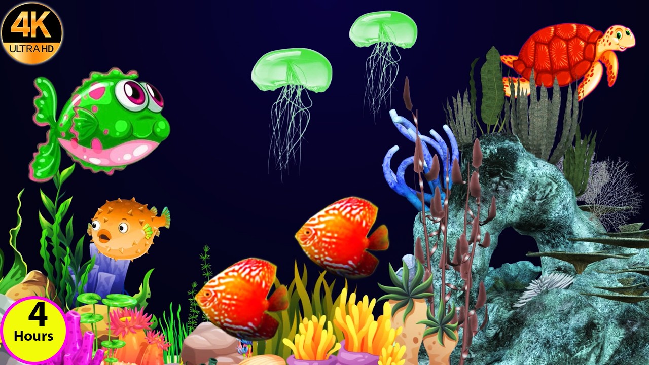 4 Hours Bedtime Lullabies and Calming Undersea Animation Baby Lullaby Sleep And Relaxing music # 549