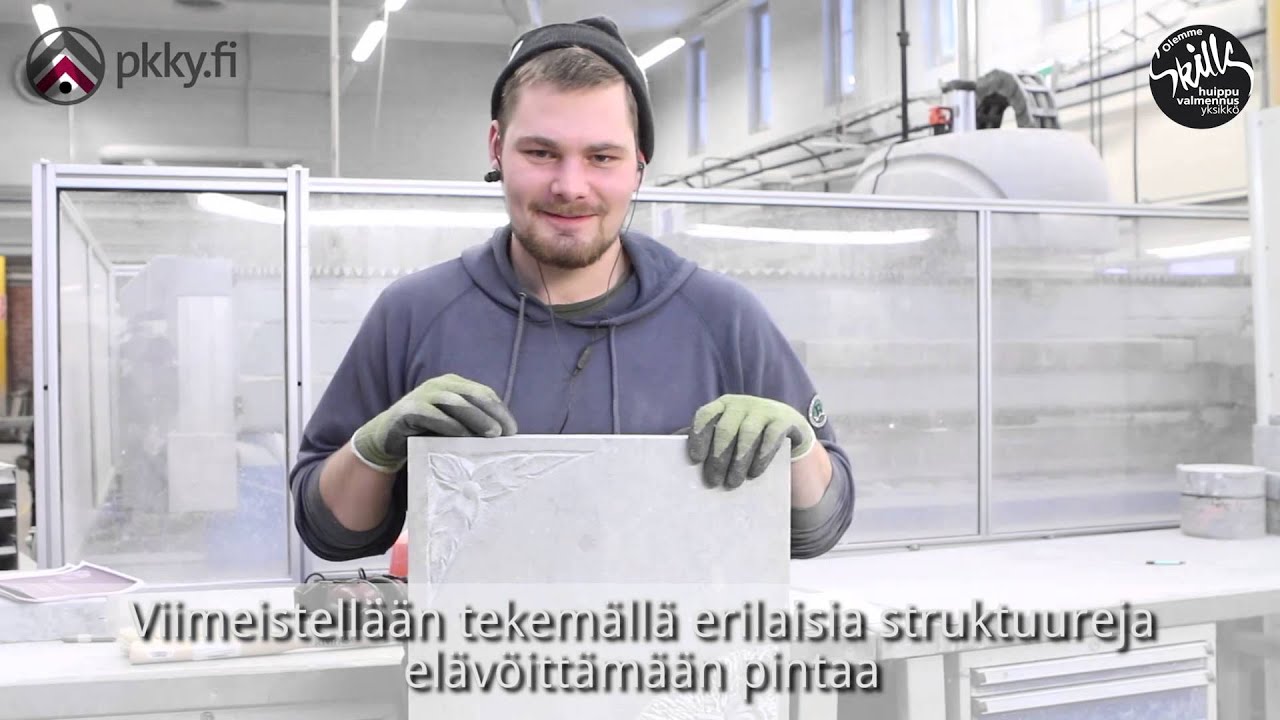 KIVIOPETUS . Koulutusta Joensuussa. Kiven työstäminen.