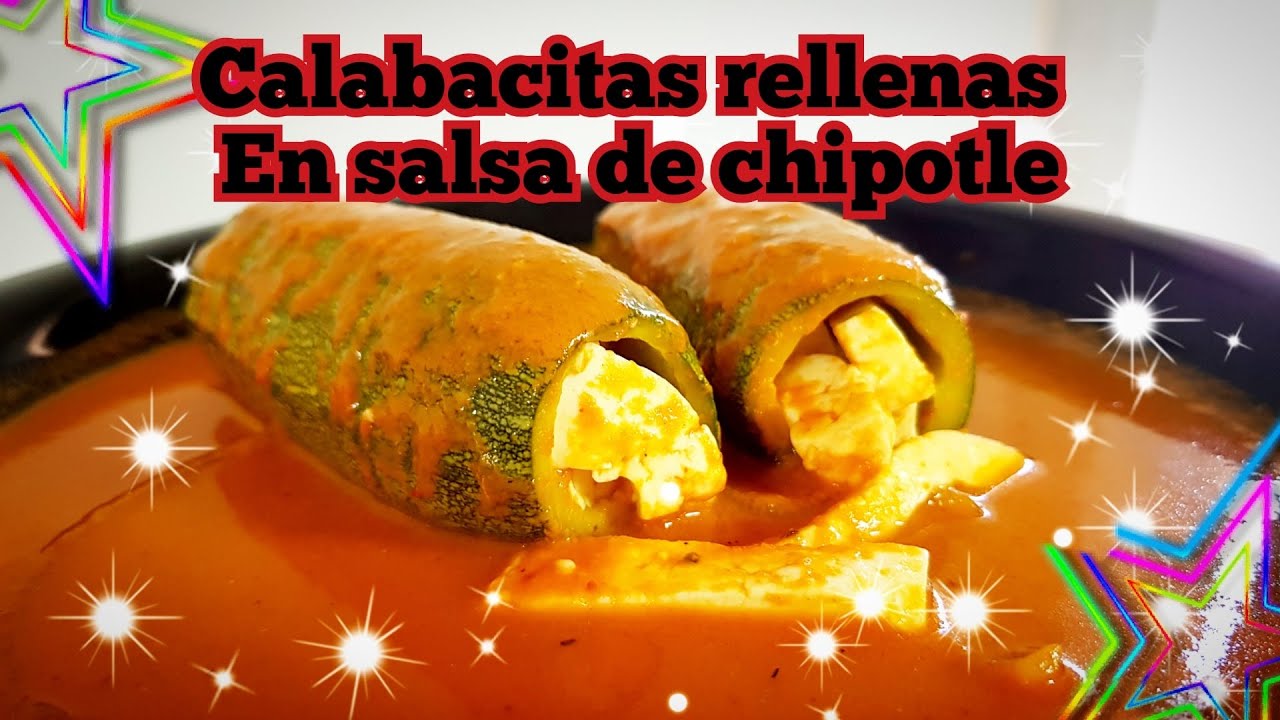 CALABACITAS rellenas de queso en salsa de CHIPOTLE/ ¡FACILES y SABROSISIMAS!