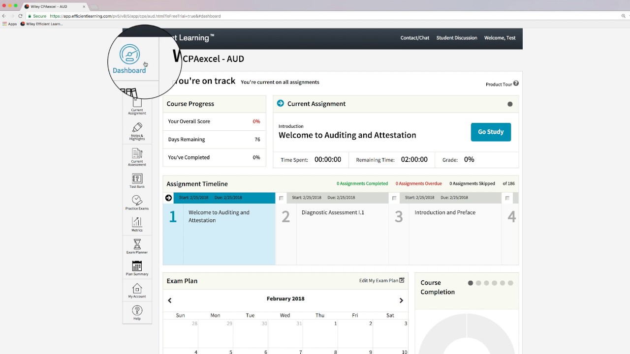 How do I navigate the Wiley CPAexcel Dashboard?